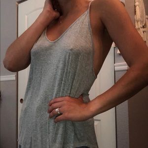 Gray Spaghetti Strap Tank-Top